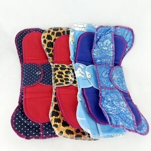 Reusable 100% cotton washable panty liner sanitary cloth menstrual pads 4x NEW